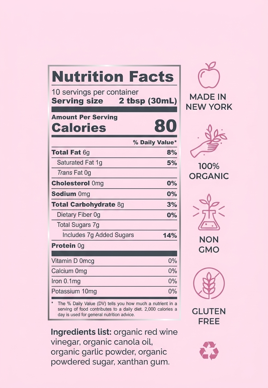 Drip Organic Pink Vinaigrette nutrition facts and product attributes