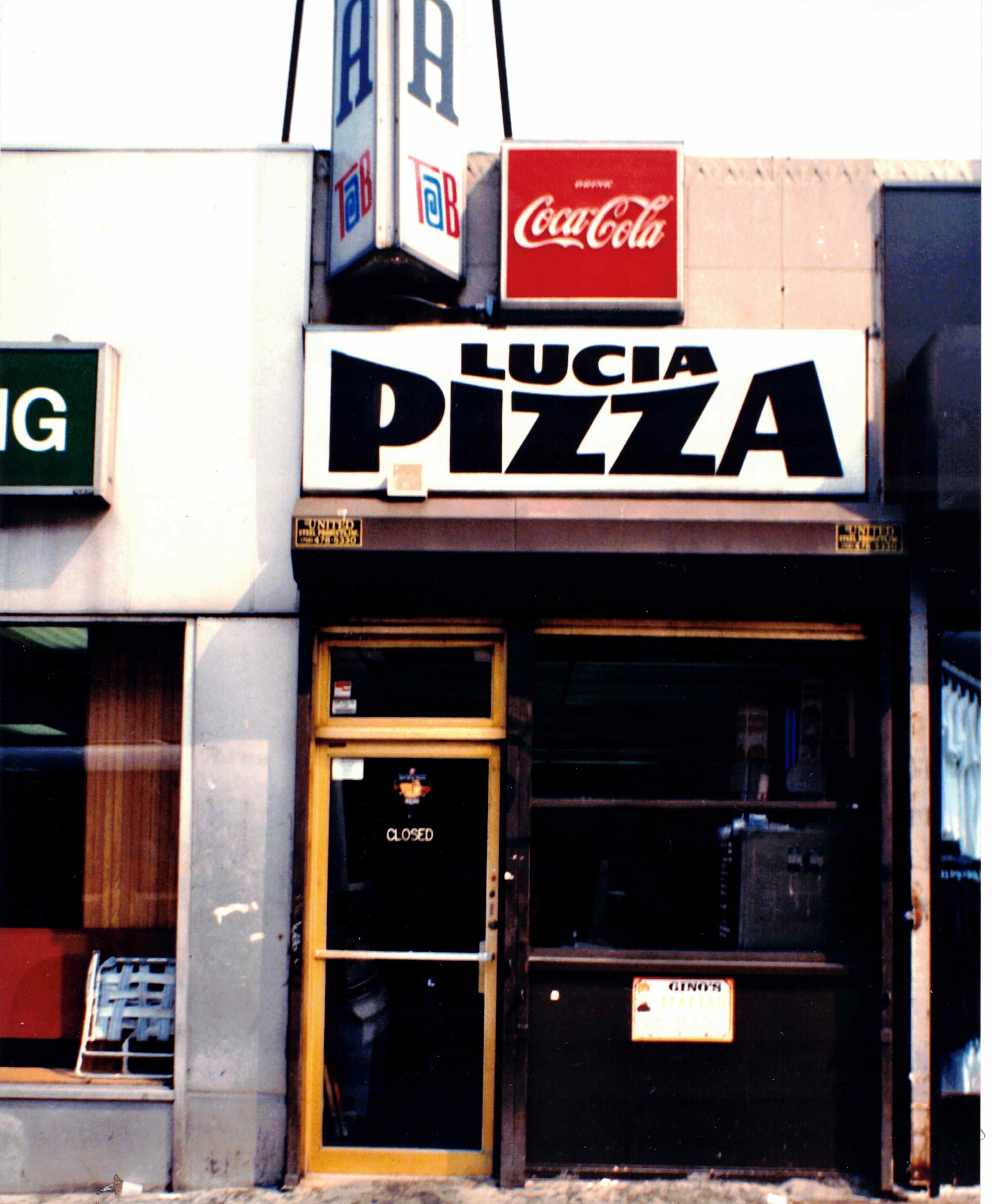 Lucia Pizza storefront, home of the original pink vinaigrette